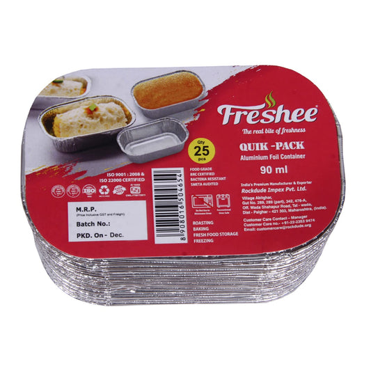 Freshee 25pcs 90ml Quik-Pack Aluminium Foil Containers with Lid