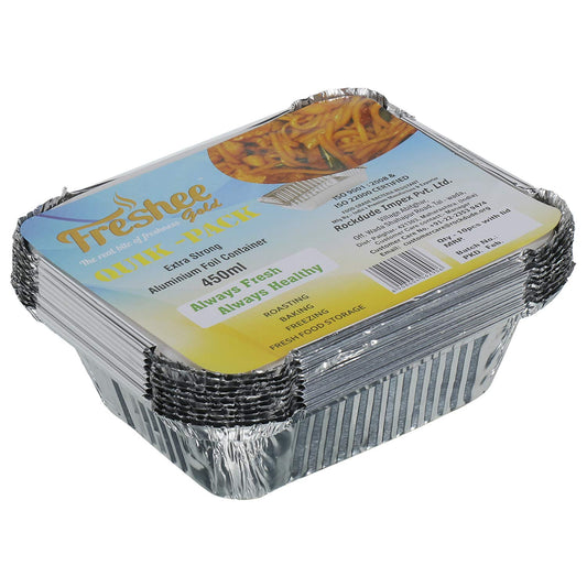 Freshee 10pcs 450ml Extra Strong Aluminium Foil Containers with Lid