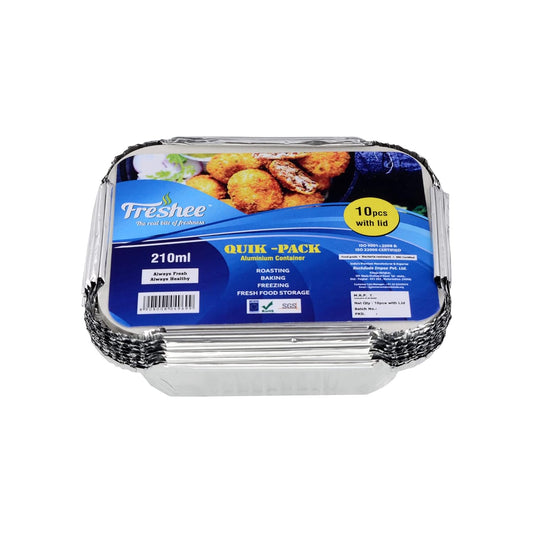 Freshee 10pcs 210ml Disposable  Aluminium Foil Containers with Lid