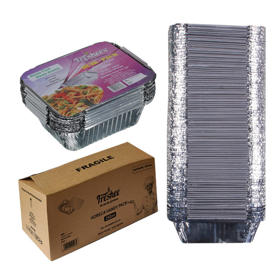 Freshee 200pcs 250ml Disposable Aluminium Foil Containers with Lid