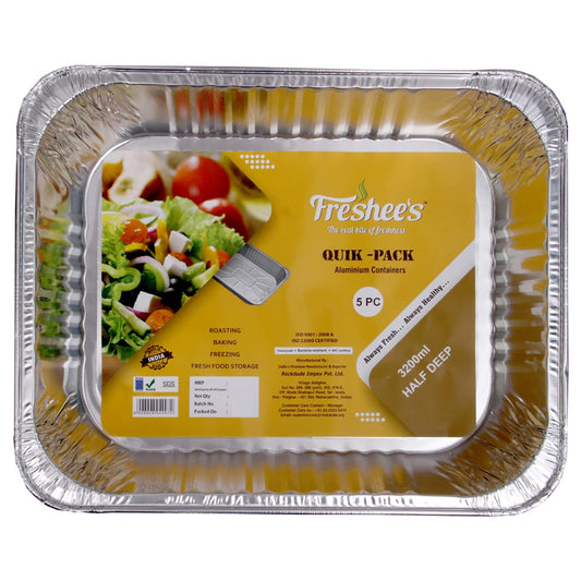 Freshee 5 pcs 3200ml HD Disposable Aluminium Foil Containers  No Lid