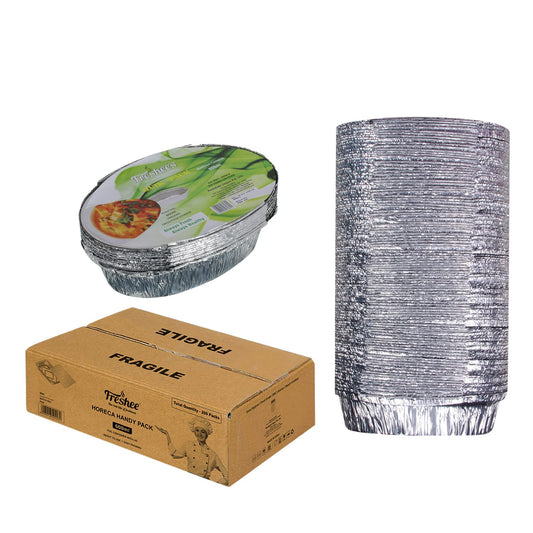 Freshee 200pcs 600ml Disposable Aluminium Foil Containers with Lid