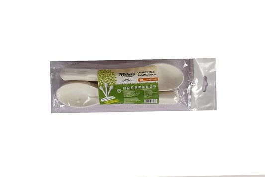 Freshee Disposable Bagasse Spoons Pack of 10 Compostable Spoon for Kids Birthday, Wedding & Party