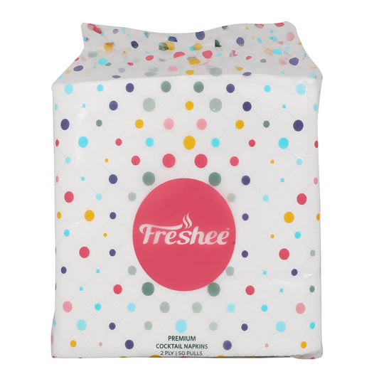 Freshee 50 Pulls 2 Ply Cocktail Napkin Tissue Paper, Bacteria Resistant