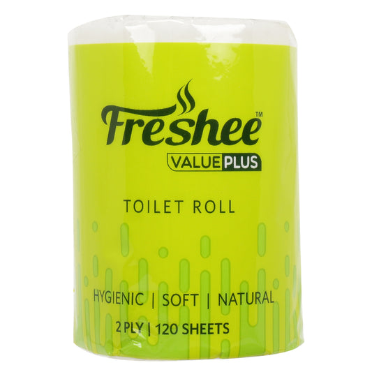 Freshee Value Plus Toilet Tissue Roll 50gm  – 2-Ply, 120 Sheets, Soft & Hygienic (100% Virgin Fiber