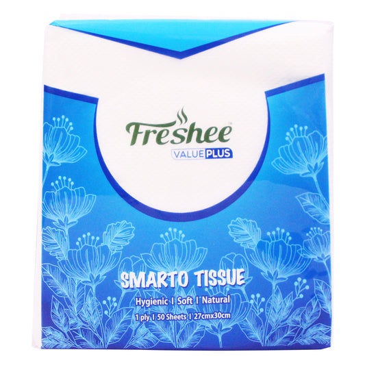 Freshee Facial Tissues 50 sheets 1 Ply SMARTO Tissue Napkins 27cm X 30cm