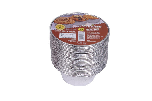 Freshee 25 pcs Aluminum Foil Cake Baking Moulds Muffin Cup Container