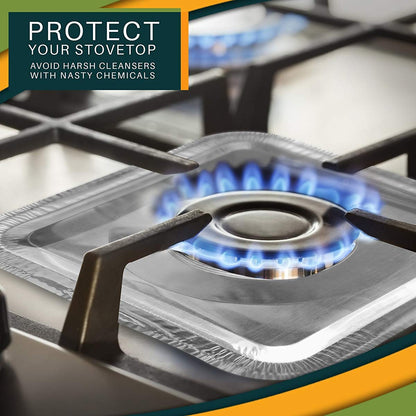 Freshee Disposable Aluminium Burner Guard for Gas Stove, Square 8pcs