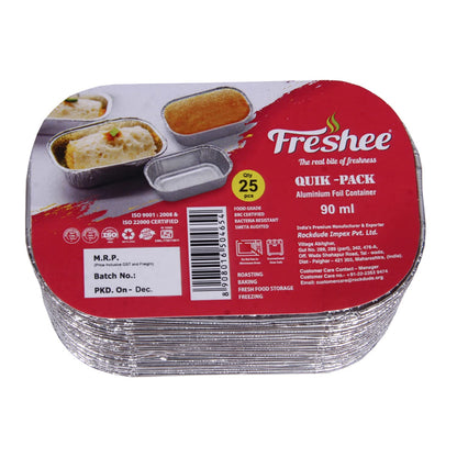 Freshee 25pcs 90ml Quik-Pack Aluminium Foil Containers with Lid