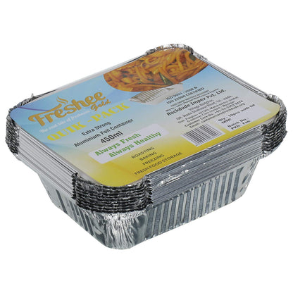 Freshee 10pcs 450ml Extra Strong Aluminium Foil Containers with Lid