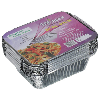 Freshee 200pcs 250ml Disposable Aluminium Foil Containers with Lid