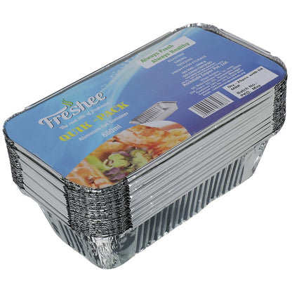 Freshee 25pcs 660ml Disposable Aluminium Foil Containers with Lid