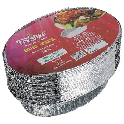 Freshee 25pcs 600ml Disposable Aluminium Foil Containers with Lid