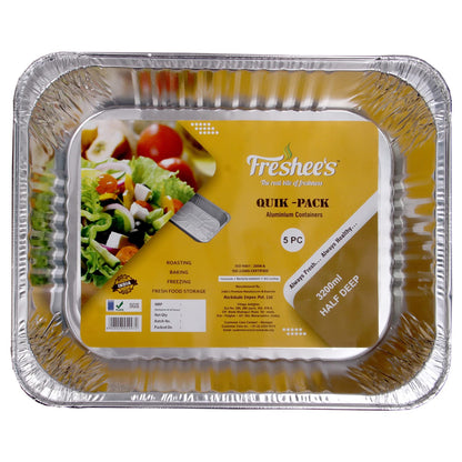 Freshee 5 pcs 3200ml HD Disposable Aluminium Foil Containers  No Lid