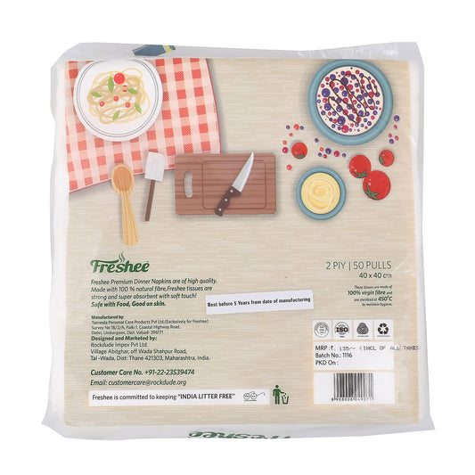 FRESHEE Dinner Napkin 50 pulls Each, Pack of 2