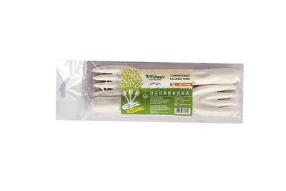 Freshee Pack of 10 Bagasse Forks Disposable Cutlery for Wedding & Party Kids Birthday