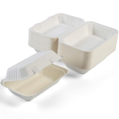 Freshee Bagasse Compostable Clamshell Pack of 10 Disposable Container