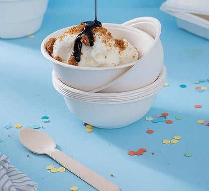 Freshee 240ml Bagasse Round Food Bowls Pack of 10 Disposable Containers