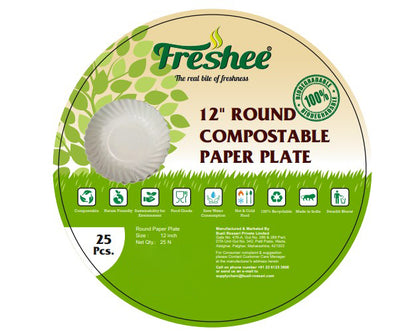 Freshee Paper Plates 25pcs, 12inch Round Disposable Everyday Paper Plates