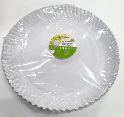 Freshee Paper Plates 25pcs, 12inch Round Disposable Everyday Paper Plates