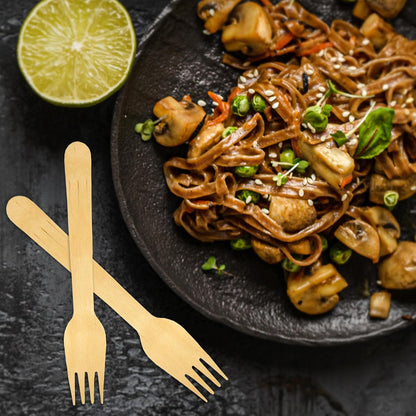 Freshee Wooden Fork, Pack of 100 Disposable Forks, 160 mm Birchwood Eco Friendly