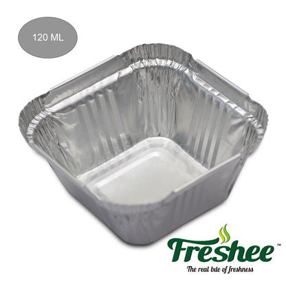 Freshee 120ml Disposable Aluminium Foil Containers with Lid, 25pcs