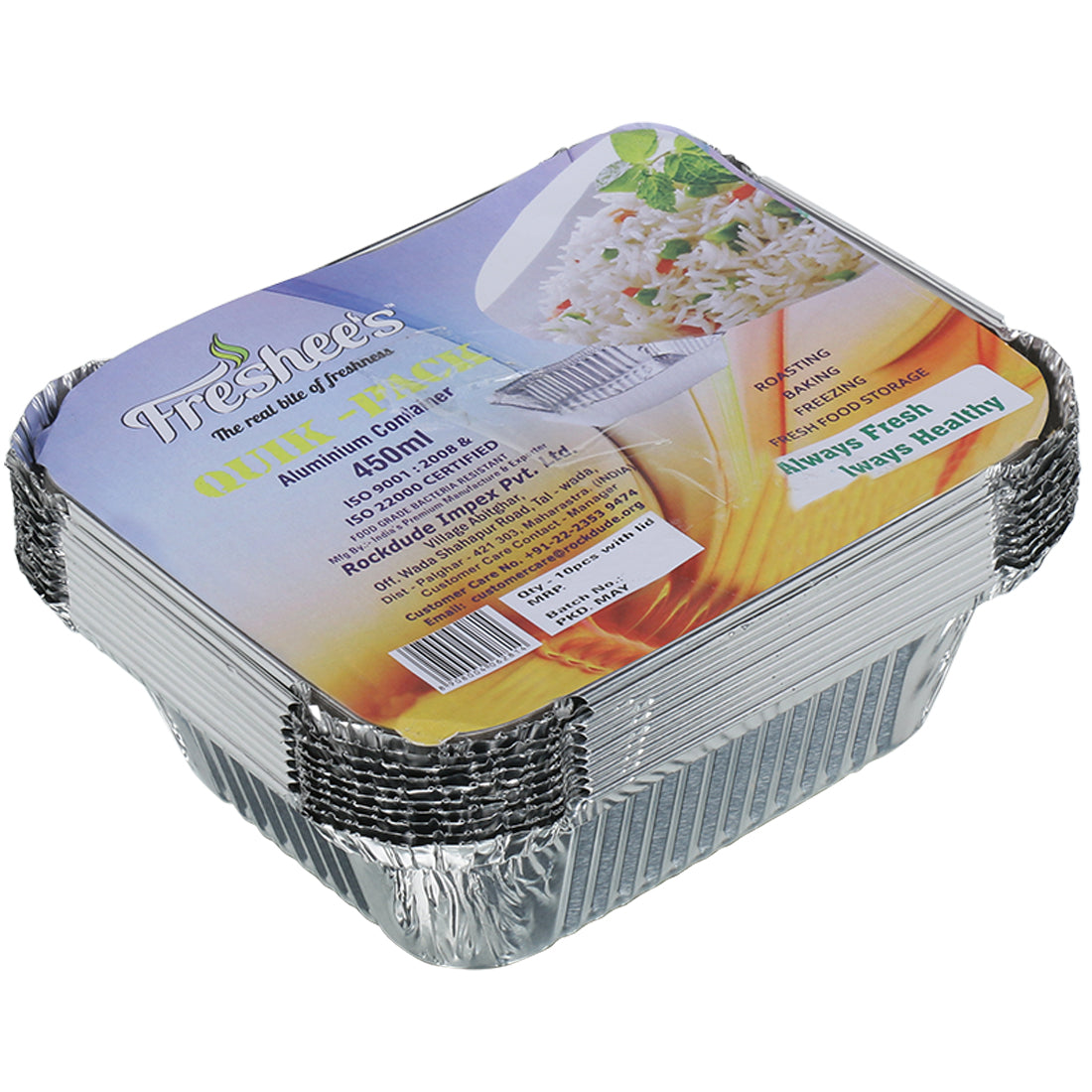 Freshee 10pcs 450ml Disposable Aluminium Foil Containers with Lid – My ...