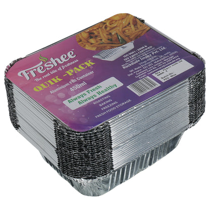 Freshee 25pcs 450ml Disposable Aluminium Foil Containers with Lid