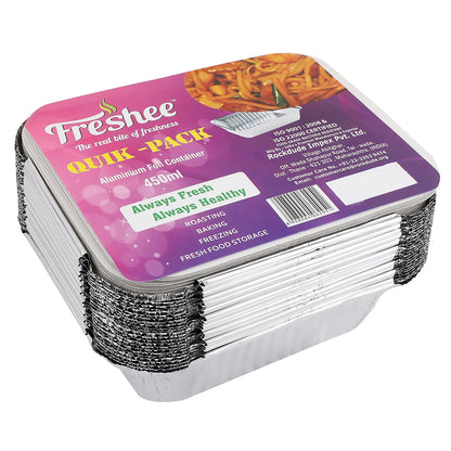 Freshee 25pcs 450ml Disposable Aluminium Foil Containers with Lid