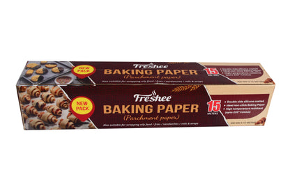 Freshee Baking Paper Food Wraping 15 Meter Parchment Roll Pack of 1, Food Wrap, Butter Paper, Baking Wrap