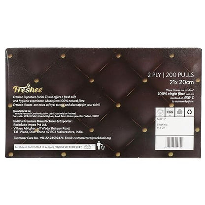 Freshee 200 Pulls 2 Ply Signature Facial Tissue Paper Box, Bacteria Resistant