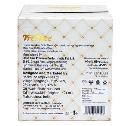 Freshee Facial Tissue Box, 2 Ply Cube Box with 80 Soft Facial Tissues, Pop up Tissue