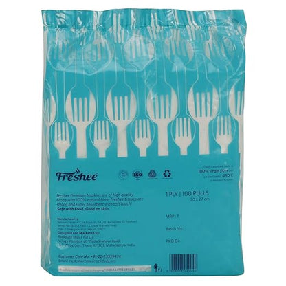 Freshee Serviette 1 Ply Tissue Paper Napkin - 100 Pulls, Bacteria Resistant