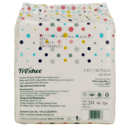 Freshee 50 Pulls 2 Ply Cocktail Napkin Tissue Paper, Bacteria Resistant