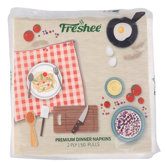 FRESHEE Premium Luncheon Napkins, 2 ply, (Pack of 2, 50 pulls Each)
