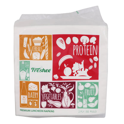 Freshee 50 Pulls 2 Ply Luncheon Napkin Tissue Paper, Bacteria Resistant