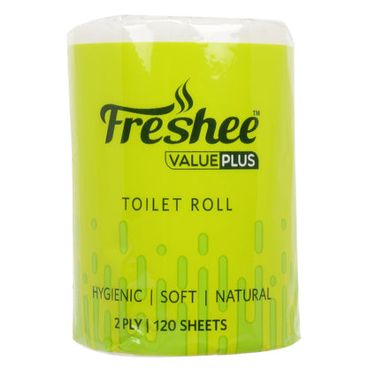 Freshee Value Plus Toilet Tissue Roll 50gm  – 2-Ply, 120 Sheets, Soft & Hygienic (100% Virgin Fiber