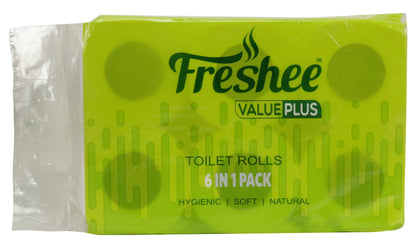 Freshee 6in1  Value Plus Toilet Tissue Roll – 2-Ply, 120 Sheets, Septic-Safe & Biodegradable (100% Virgin Fiber)
