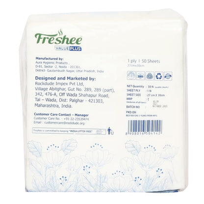 Freshee Facial Tissues 50 sheets 1 Ply SMARTO Tissue Napkins 27cm X 30cm