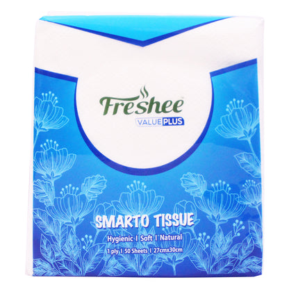 Freshee Facial Tissues 50 sheets 1 Ply SMARTO Tissue Napkins 27cm X 30cm