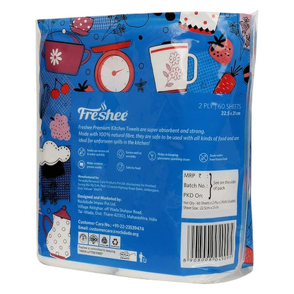 Freshee 4 in 1 Premium Kitchen Towels – 2-Ply, Super Absorbent & Food Safe (Natural Fiber)