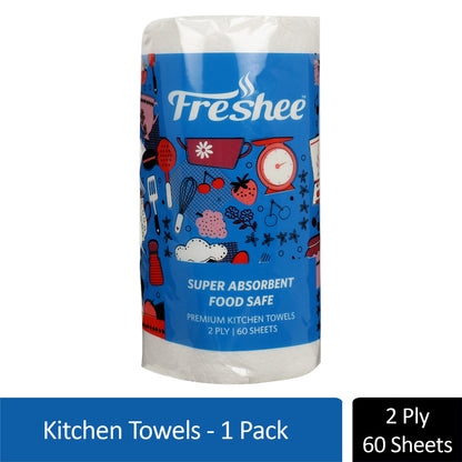 Freshee 60 Sheet Kitchen Towel Tissue Paper, Bacteria Resistant, Water Dissolvable