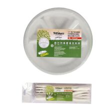 Freshee Disposable Round Plates with Fork Pack of 10