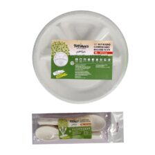 Freshee Compartment Round Plates With Spoon
