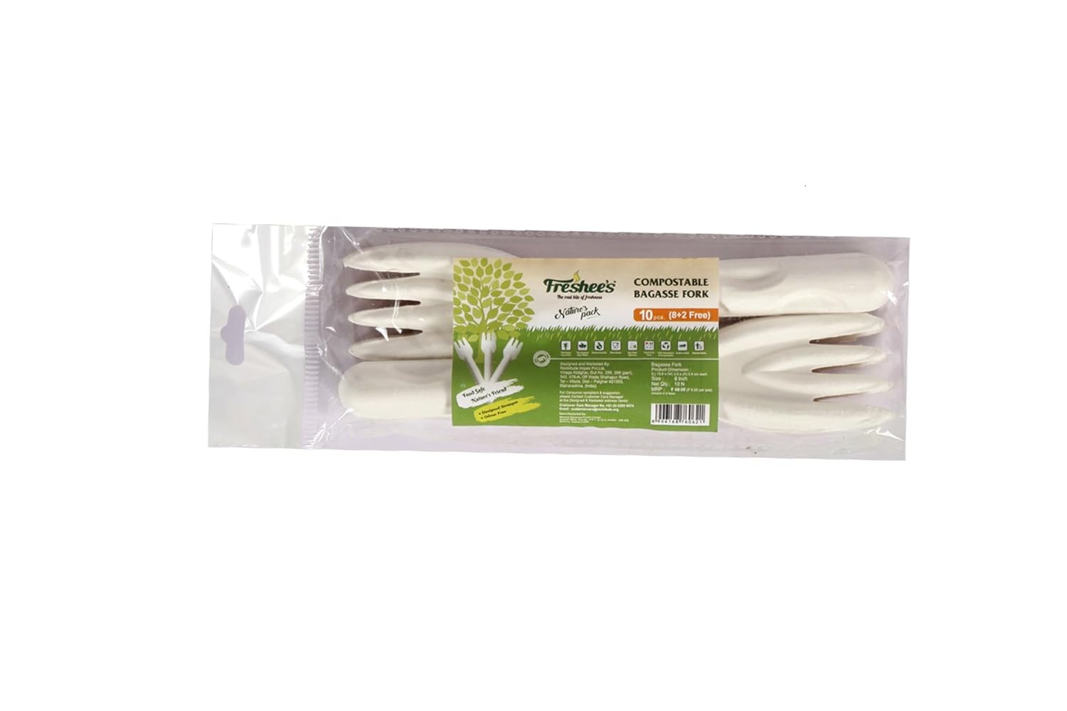 Freshee Bagasse Chamshell with fork