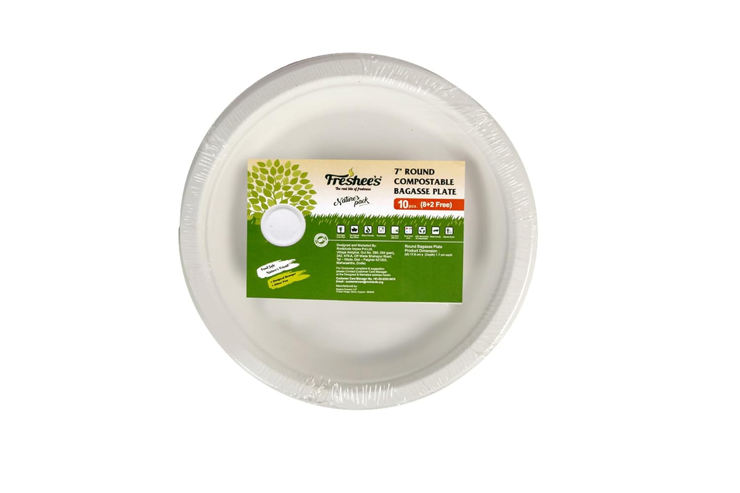 Freshee 7 Round Compostable Bagasse Plate
